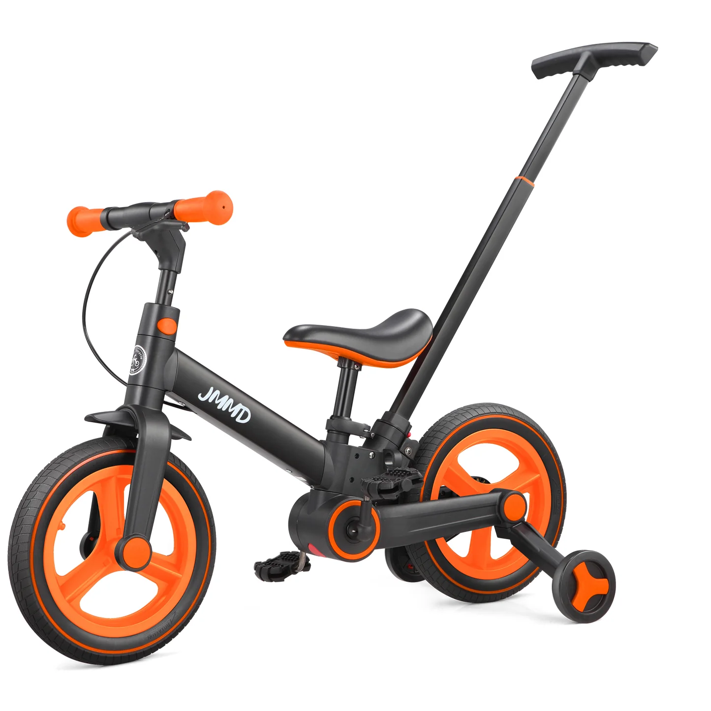 Kinderfahrrad 6-in-1 in Schwarz und Orange